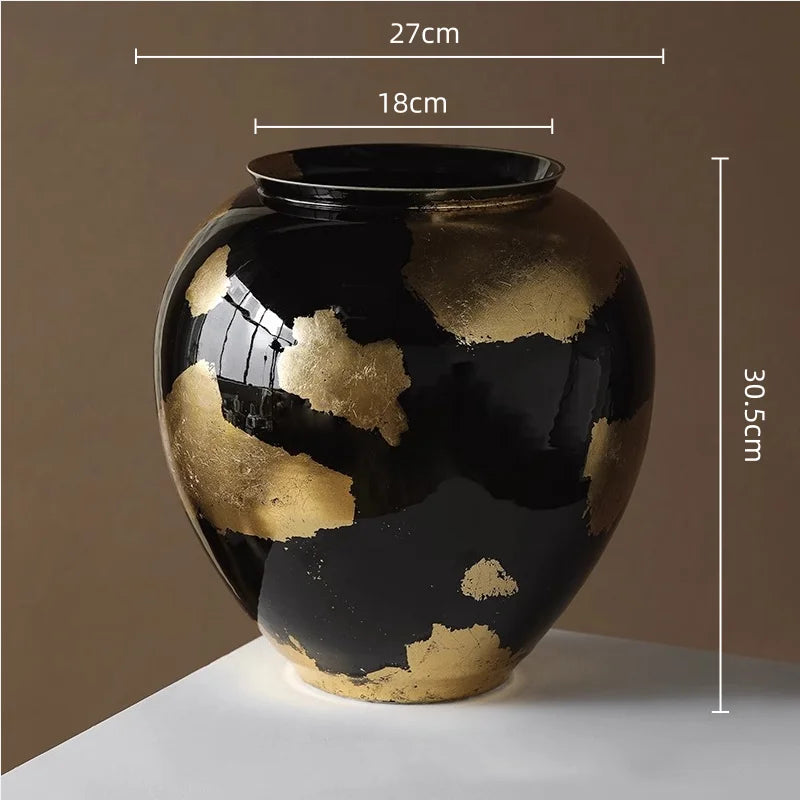 Afralia™ Gold Foil Ceramic Vase for Flower Arrangement and Home Decoration