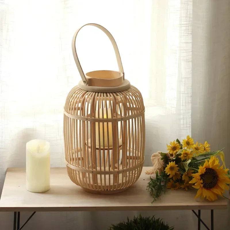 Bamboo Weaving Candlesticks by Afralia™ - Chinese Style Decorative Lanterns for Home and Hotel