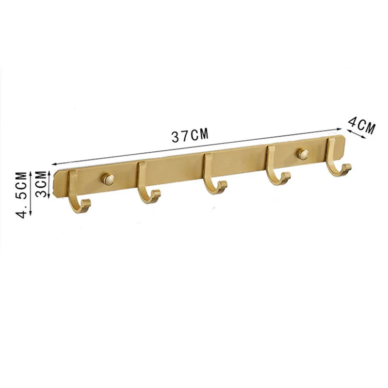Afralia™ Brushed Gold Aluminum Robe Hooks Set of 4 - Bathroom & Kitchen Hangers