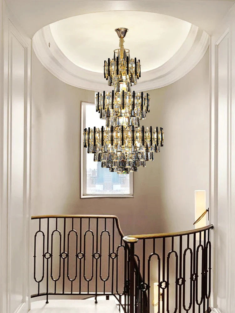 Afralia™ Crystal Loft Chandelier: Modern Luxury Pendant Light for Living Room or Hotel Lobby