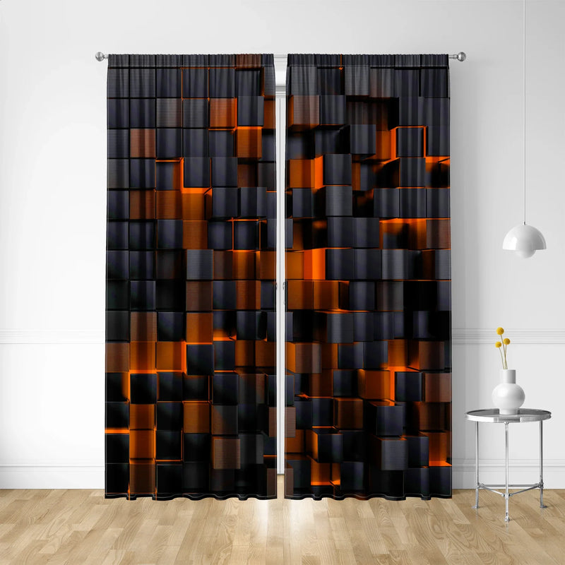 Afralia™ Translucent Grid Rod Pocket Curtains: Mysterious Home Decor for Kitchen, Coffee Shop & Living Room