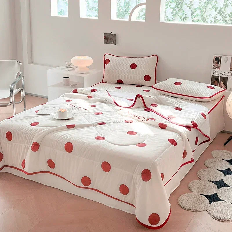 Afralia™ Summer Cooling Blanket Set - Queen Size Quilt, Latex Bed Sheet, Pillowcase