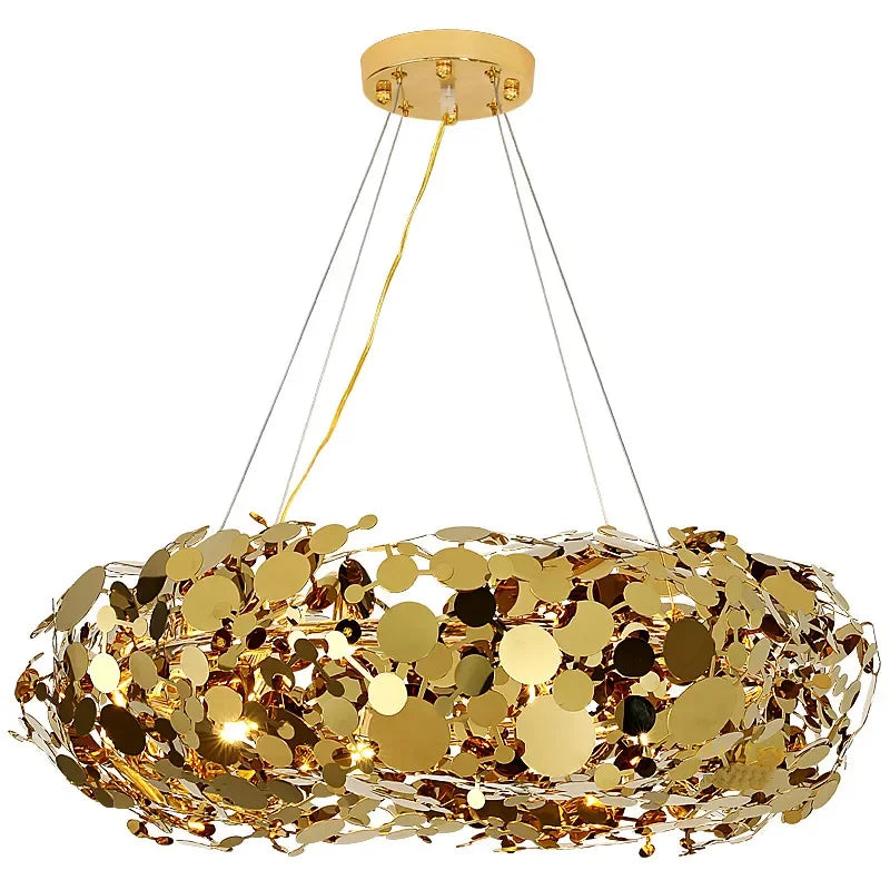 Afralia™ Stainless Steel Golden Chandelier for Restaurant, Bedroom, and Cafe Decor