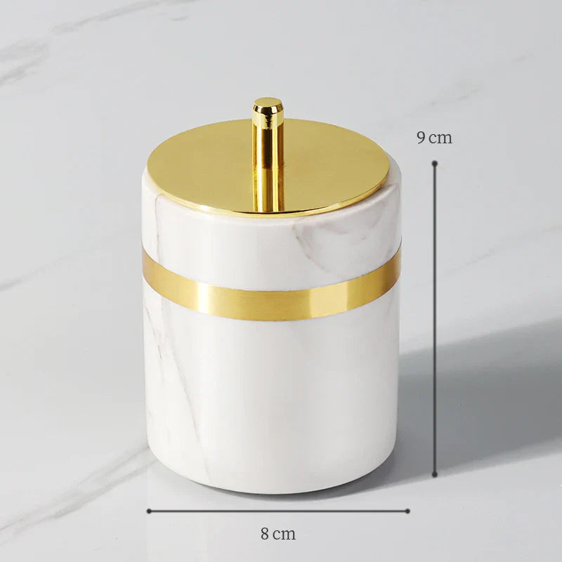 Afralia™ White Marble Gold Bathroom Set