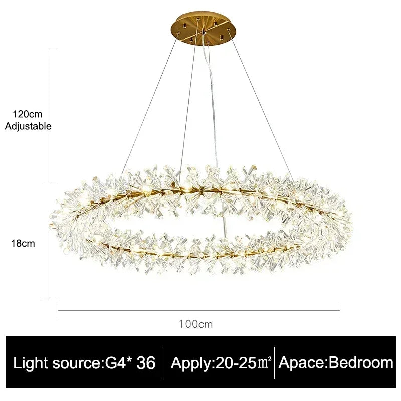 Afralia™ Luxury Crystal Chandelier LED Ceiling Light for Living Room & Bedroom