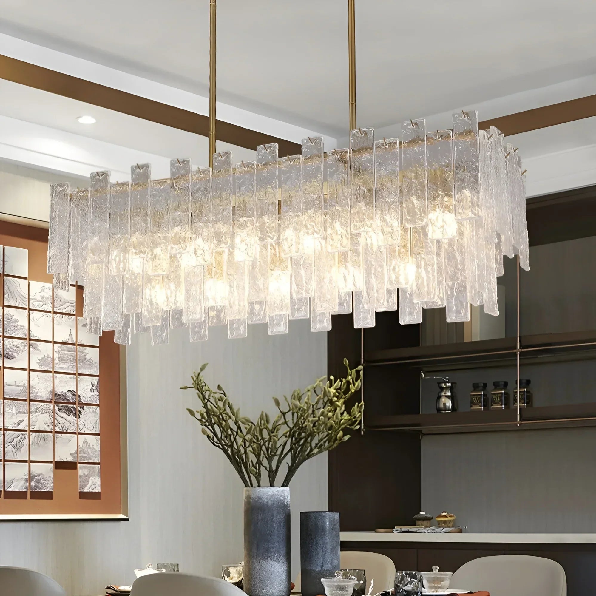 Afralia™ ZY0514 Glass Chandelier with Dimmable LED Lighting