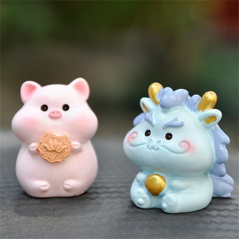 Afralia™ Zodiac Animal Miniature Fairy Garden Decor Rabbit Pig Zodiac Figure Gift