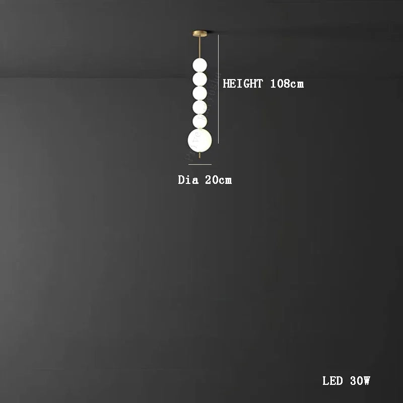 Afralia™ Modern Magic Bean Brass White Ball LED Ceiling Chandelier