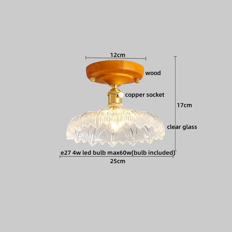 Afralia™ Wood Glass LED Ceiling Lights Modern Luminaria De Teto for Home Décor