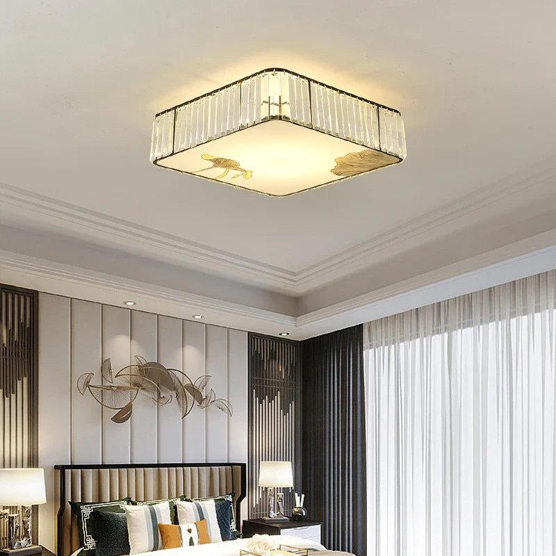 Afralia™ Crystal Chinese Style Ceiling Light for Living Room and Bedroom