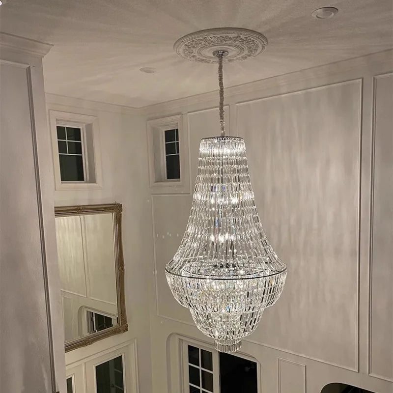 Afralia™ Modern Loft Duplex Villa Living Room Crystal Chandelier Staircase Chandelier Lamps