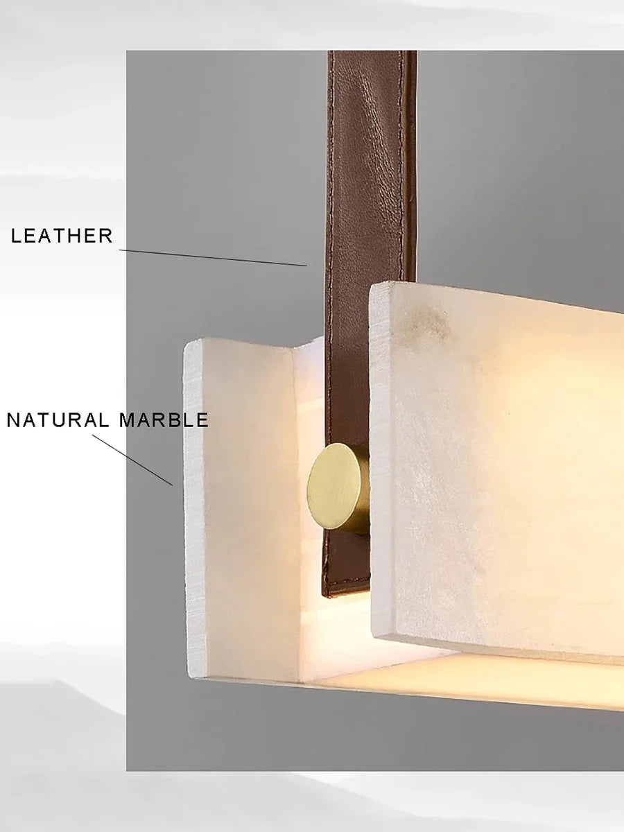 Afralia™ Marble Ceiling Pendant Light Fixture for Dining Room, Dimmable & Natural Finish