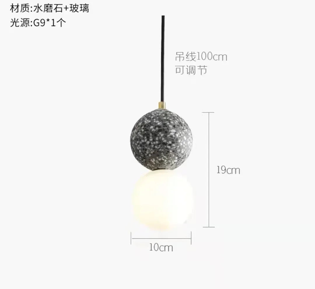 Afralia™ Terrazzo Cement Ball Pendant Light Chandelier