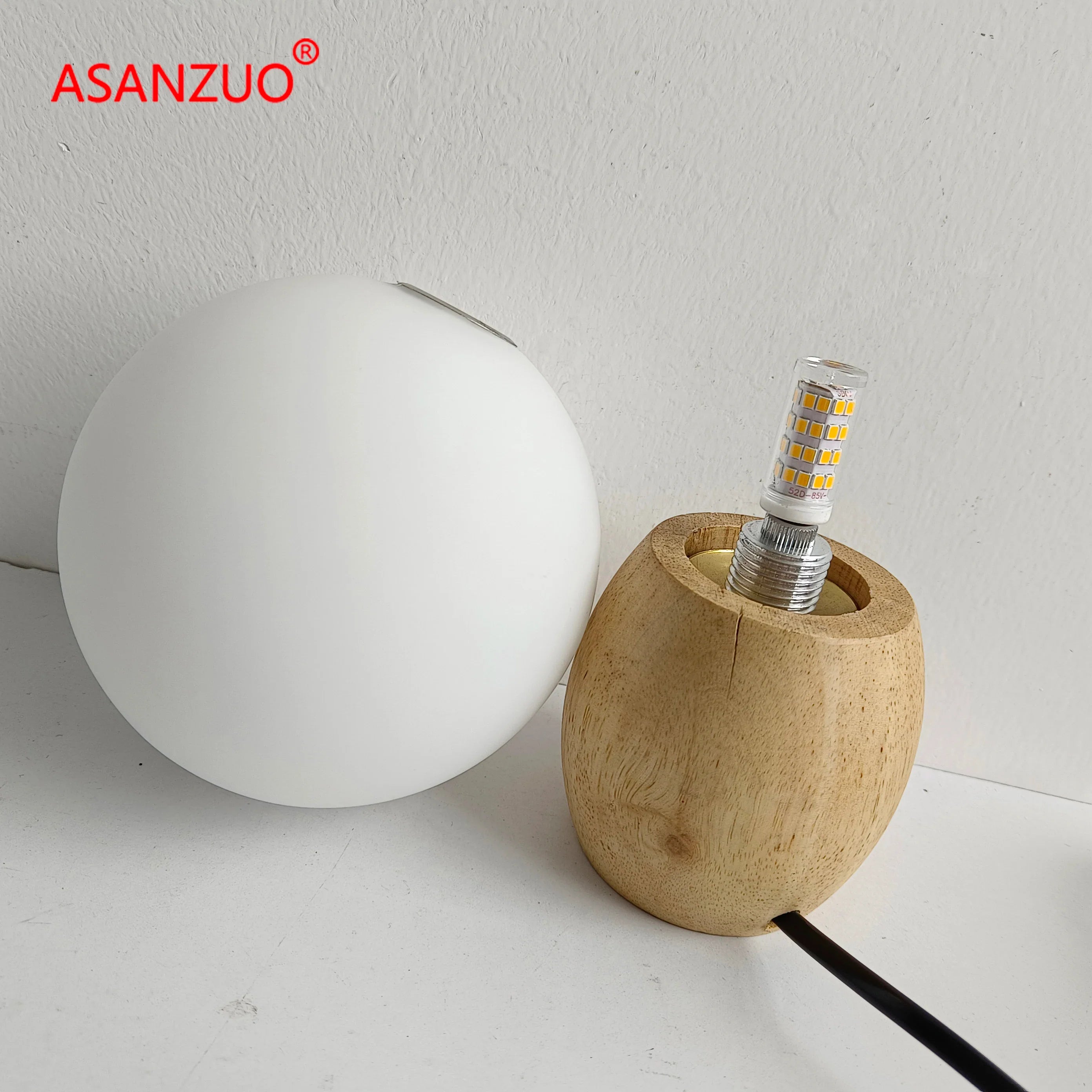 Afralia™ Milk White Glass Ball Table Lamp