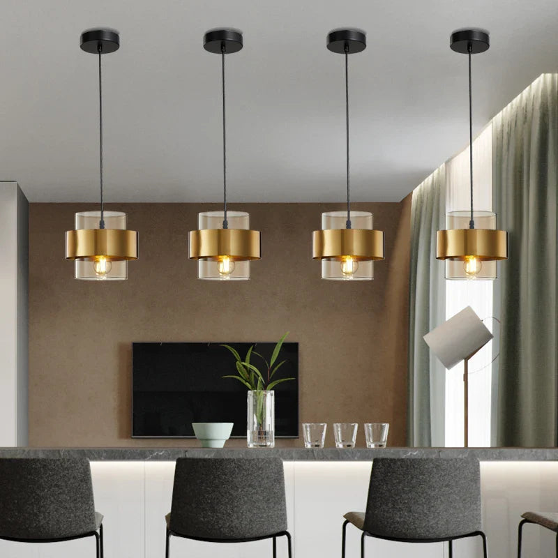 Afralia™ Golden Pendant Lights for Aisle, Restaurant, Bedroom - Nordic Postmodern Minimalist Style