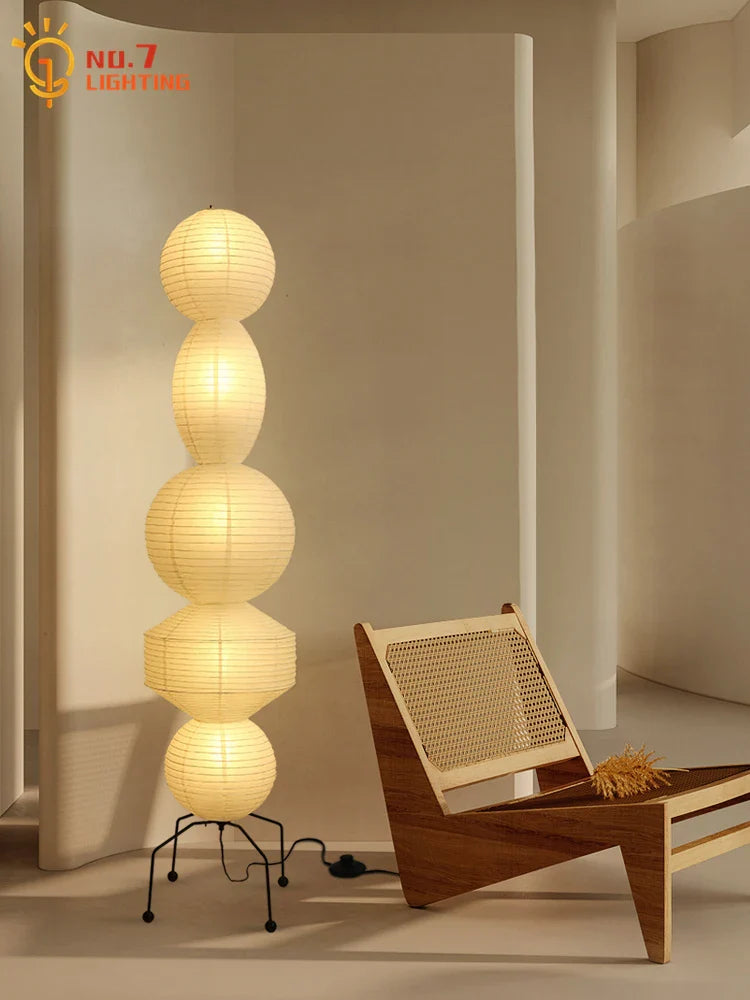 Afralia™ Wabi-sabi Rice Paper Floor Lamp LED E27 for Home Decor Living Room