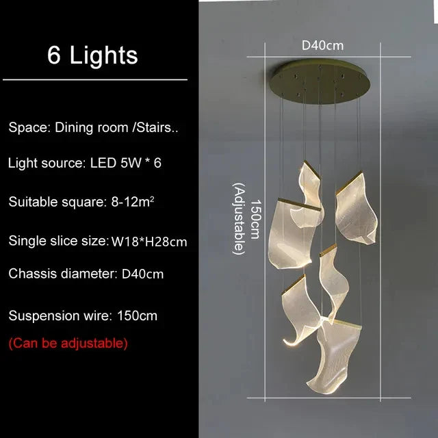 Afralia™ LED Modern Ceiling Chandelier for Living Room Staircase Restaurant Attic Home