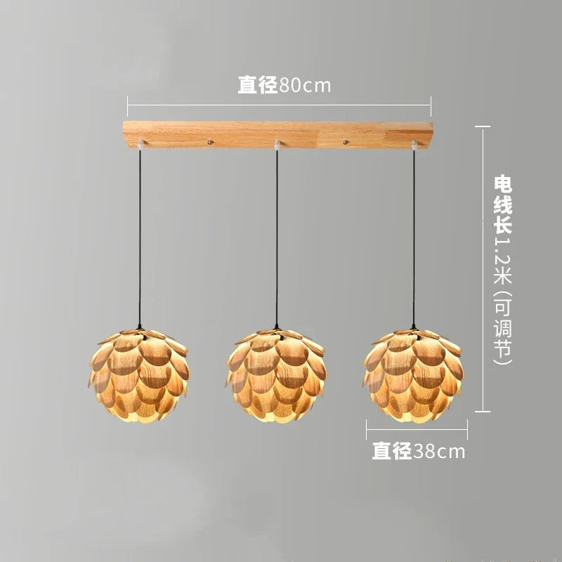 Afralia™ Pine Fruit Chandelier: Nordic Bamboo Wood Art Pendant Lamps for Dining Living Room Restaurant