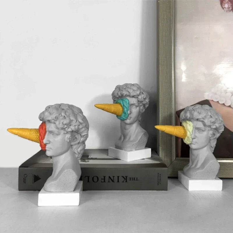 Afralia™ Modern Abstract Resin David Head Bust Sculpture Mini Desktop Ornament