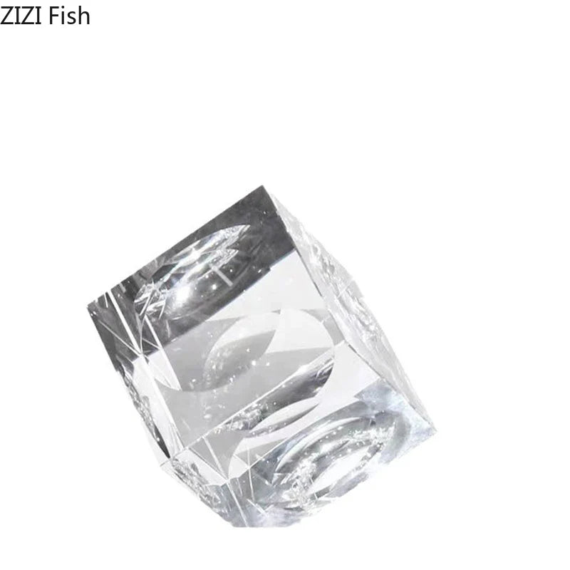 Afralia™ Crystal Cube Statue Desk Ornament - Creative Room Decor Sculpture