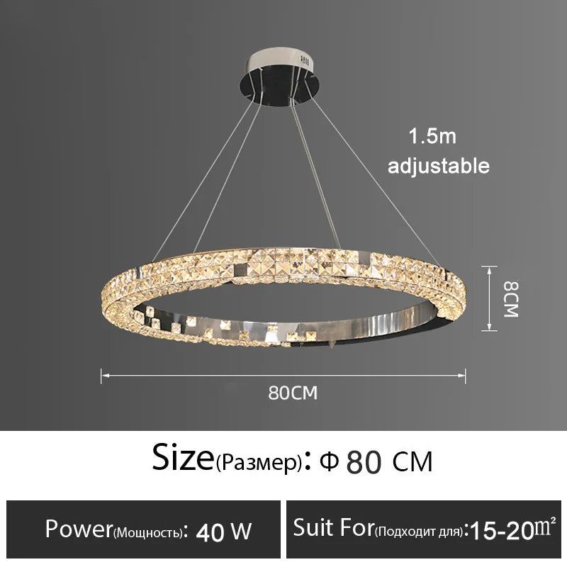 Afralia™ Luxury Crystal Pendant Chandelier with LED Lights for Dining, Bedroom, and Living Room