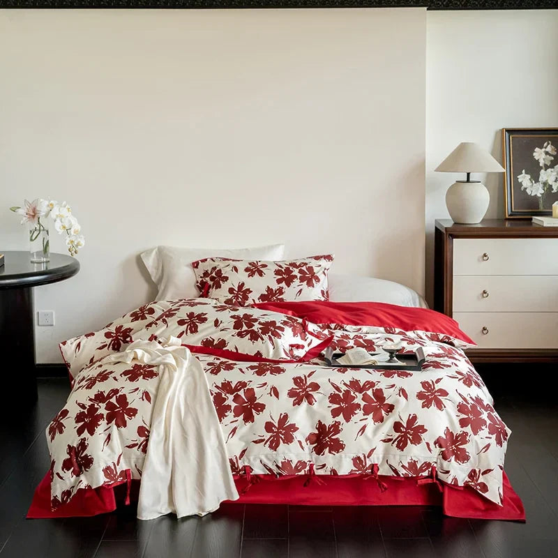 Afralia™ 100S Egyptian Cotton Bedding Set Queen King Euro Size Sheets Duvet Pillowcase