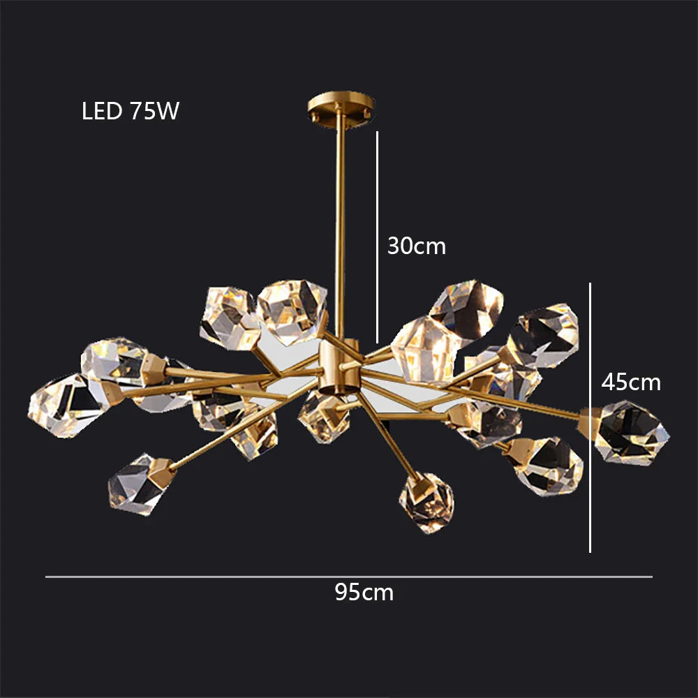 Afralia™ Diamond Crystal Brass LED Pendant Light Gold Luxury Hanglamp