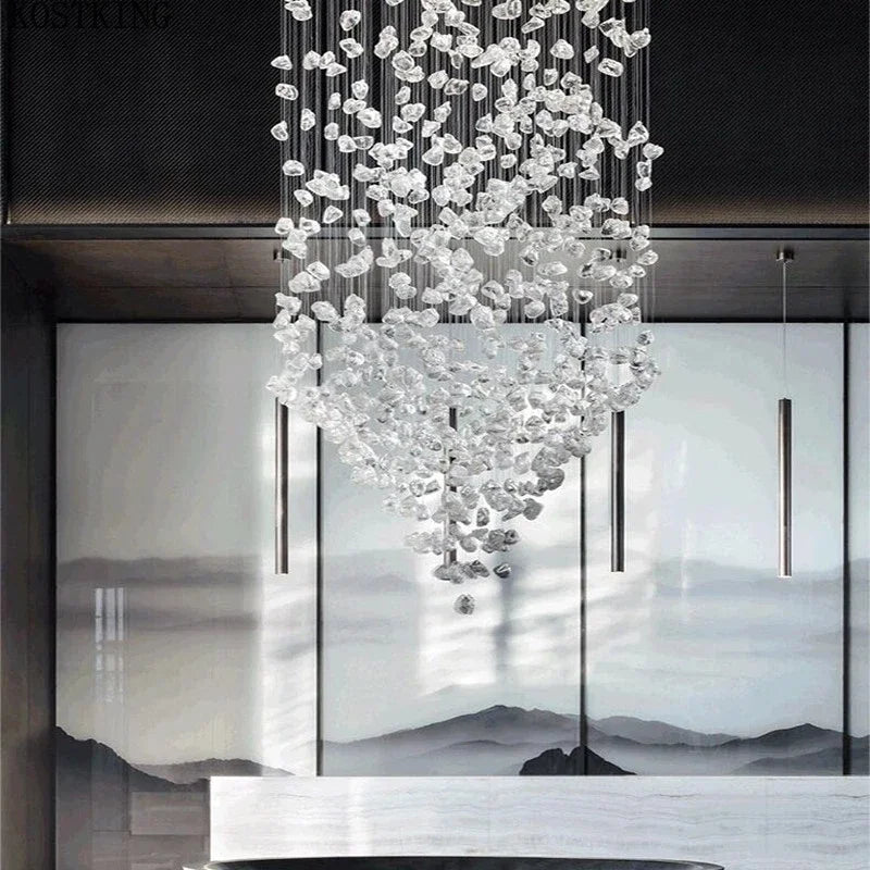 Afralia™ Crystal LED Chandelier: Modern Luxury Staircase Pendant Light for Hallway & Lobby