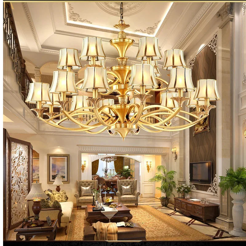 Afralia™ Copper Villa Chandelier Retro Staircase Lighting Home Decor