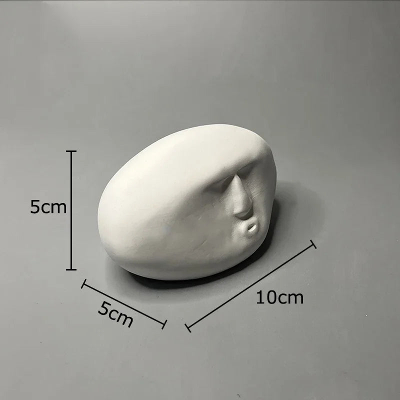 Afralia™ Stone Human Face Sculpture Decoration for Desk Ornaments & Room Aesthetic