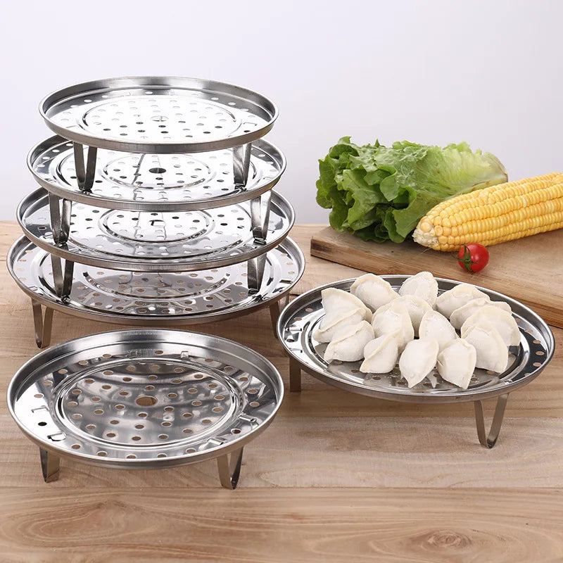 Afralia™ Stainless Steel Steamer Rack Pot Cooker Stand Tray Kitchen Cooking Gadget