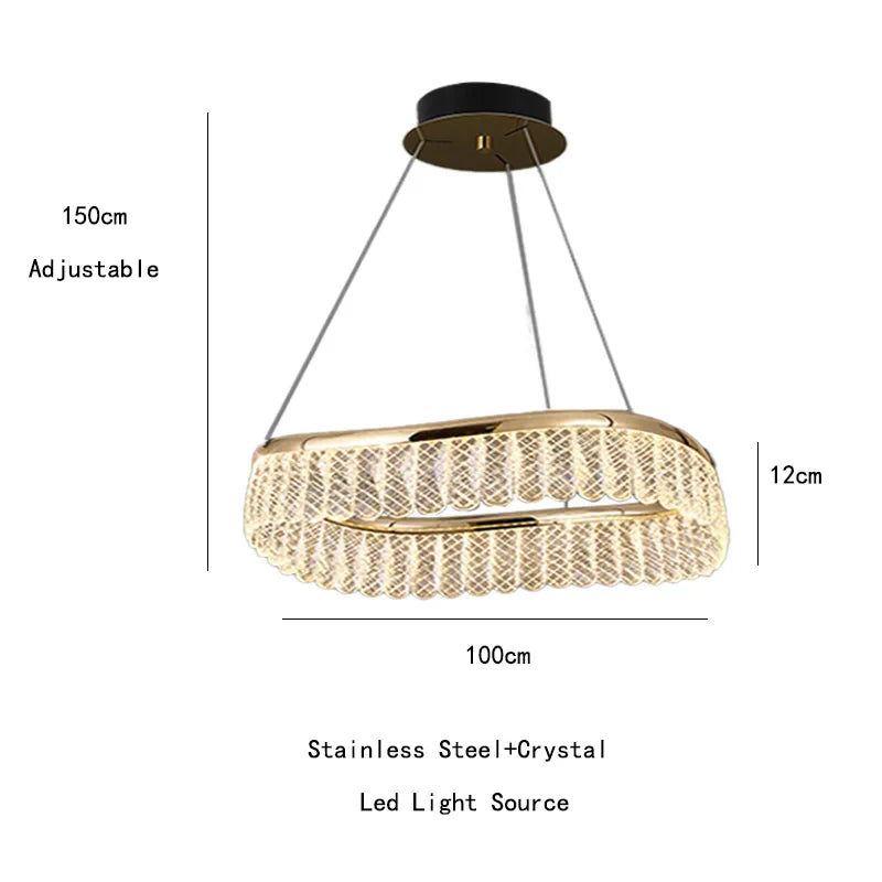Afralia™ Golden Crystal Chandelier Luxury Round Pendant Lamparas Art Decor Fixture