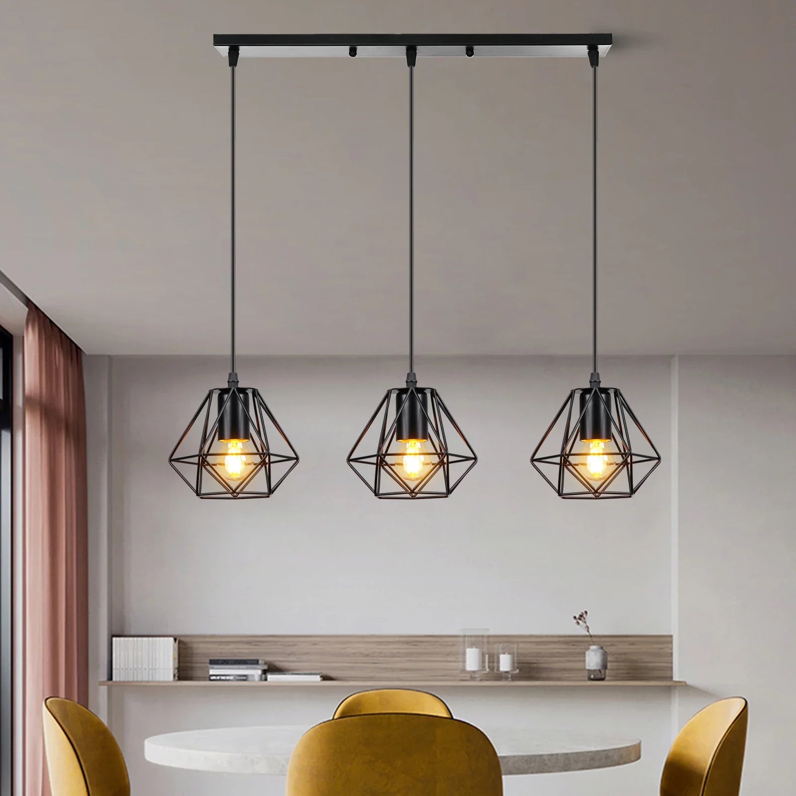 Afralia™ Industrial Wood Pendant Chandelier for Dinning Living Room Kitchen LED Fixture