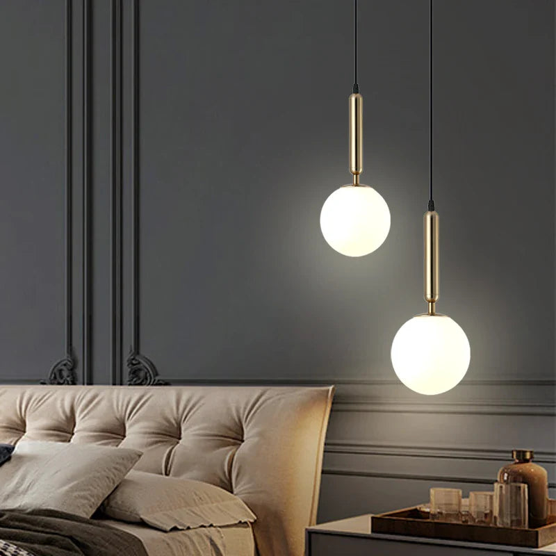 Afralia™ Glass Ball Chandelier: Nordic LED Pendant Lamp for Restaurant, Bedroom, Kitchen, Dining Room