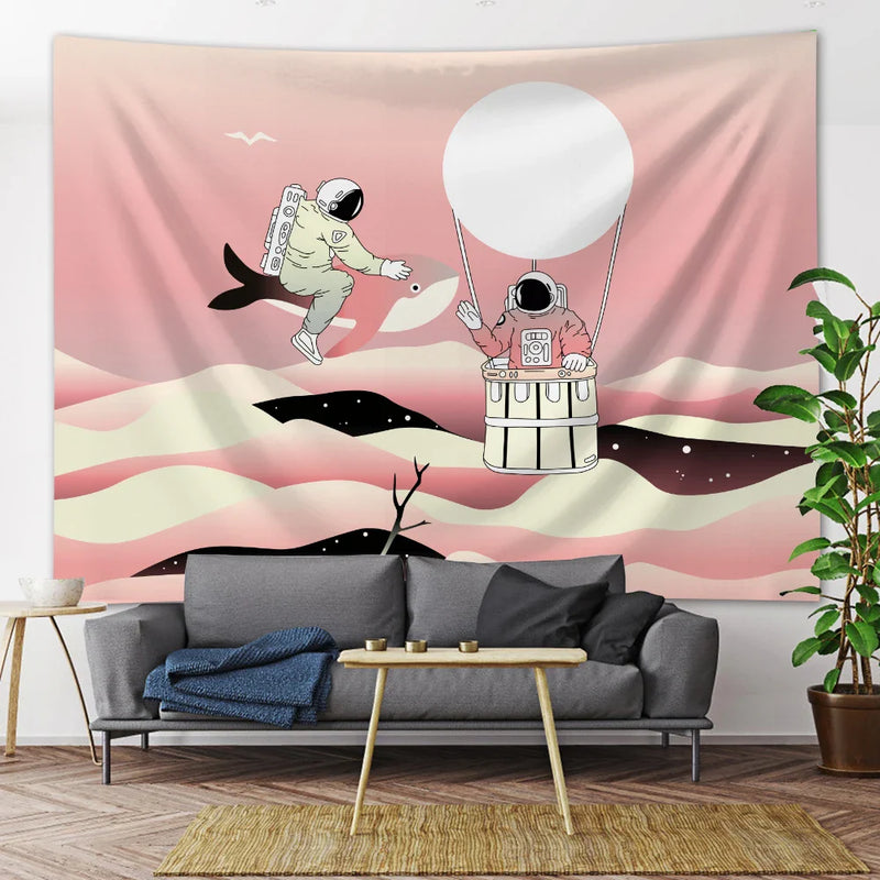 Afralia™ Psychedelic Space Astronaut Wall Tapestry - Hippie Boho Bedroom Decor