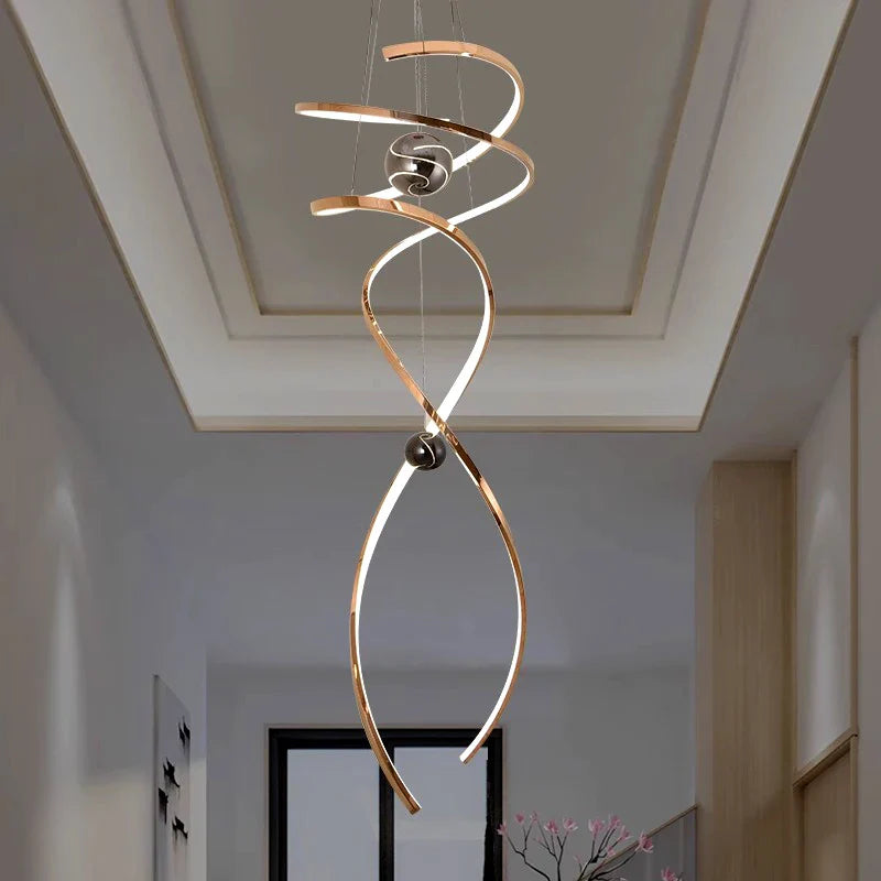Afralia™ LED Staircase Chandelier Pendant Light Indoor Lighting