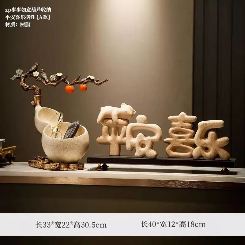 Afralia™ Chinese Gourd Key & Desktop Storage Decoration for Wealth Attraction