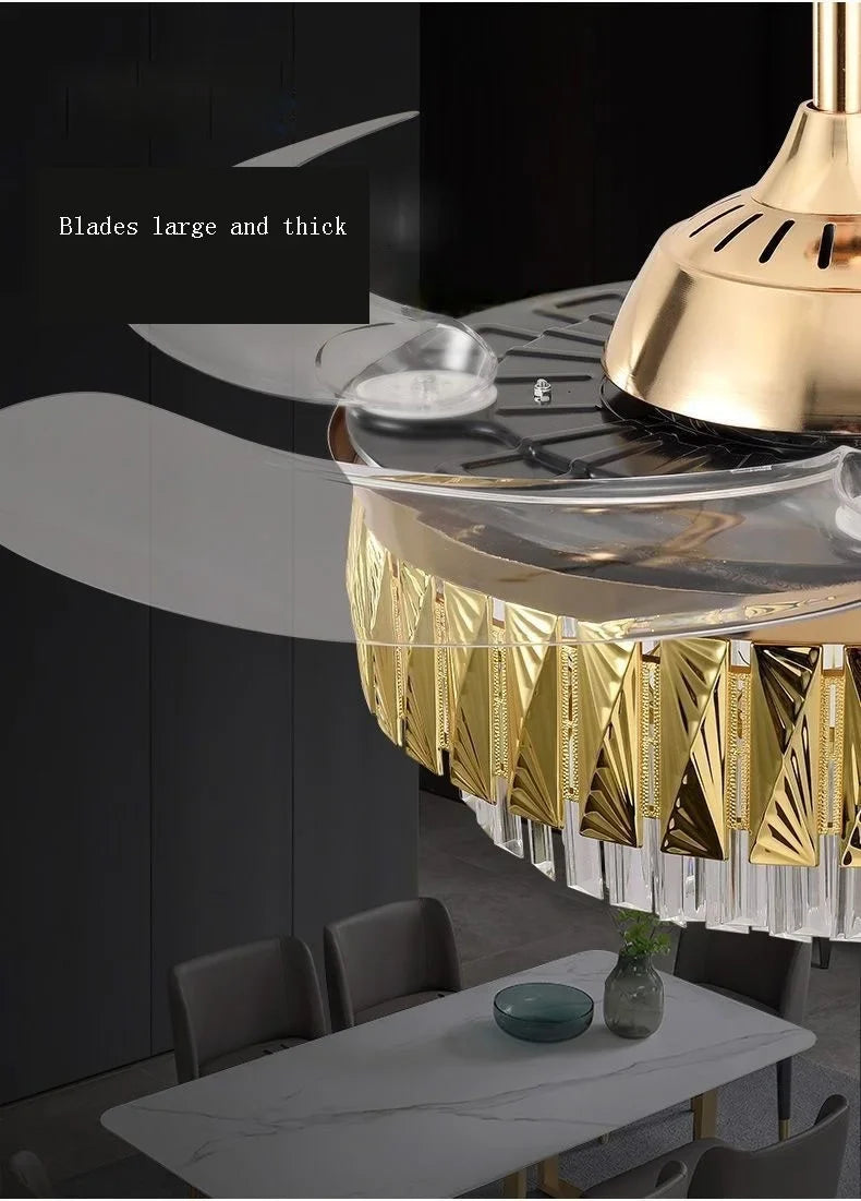 Afralia™ Modern Crystal Ceiling Fan with Remote Control - 42inch