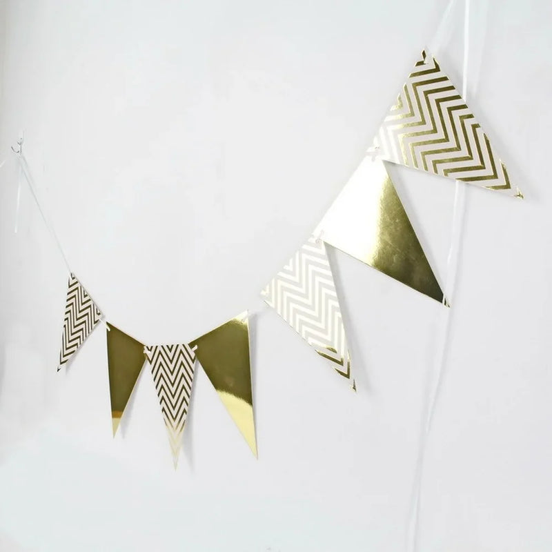 Afralia™ New Wave Pattern Bronzing Party Decoration Flag Pennant Triangle Hanging