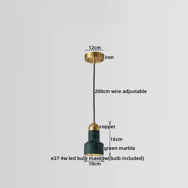 Afralia™ Marble Copper LED Pendant Light - Modern Hanging Lamp Chandelier