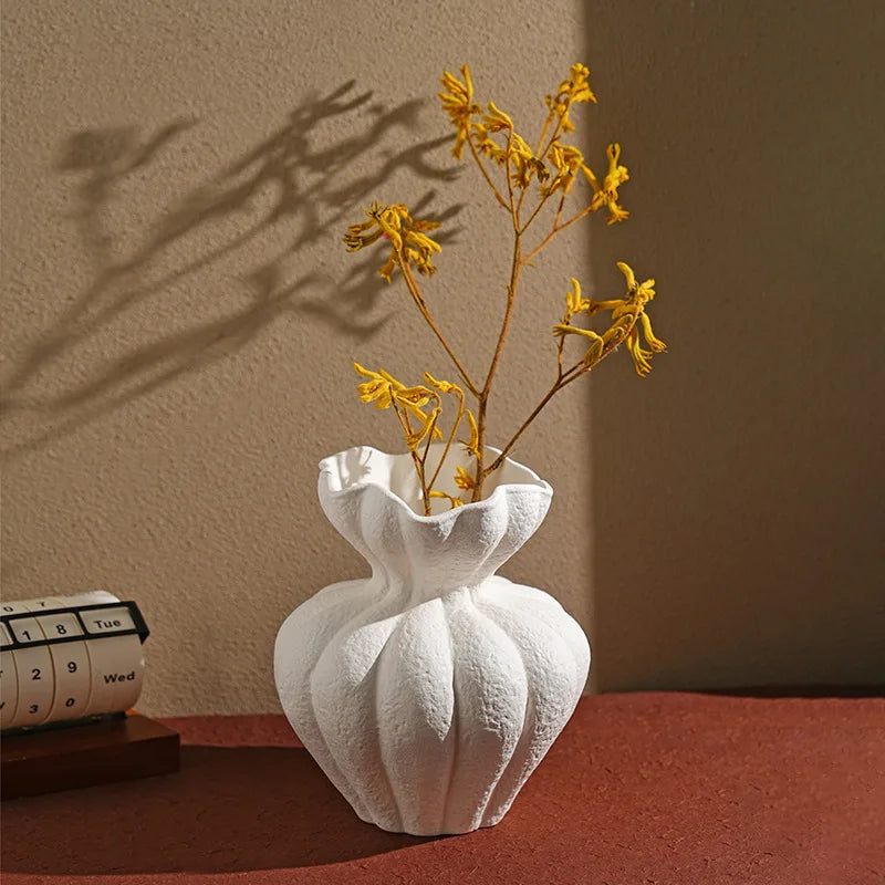 Afralia™ White Frosted Grain Ceramic Bud Vase - Room Decoration and Terrarium Accessory