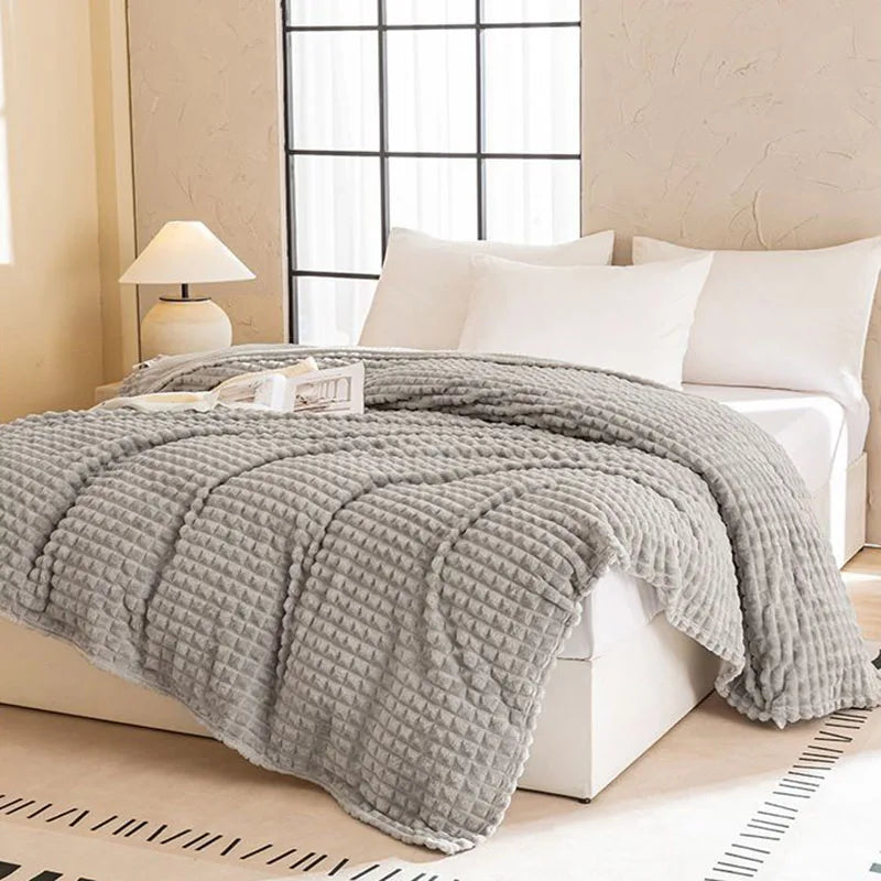 Afralia™ Nordic Flannel Checkered Blanket, Soft Queen King Size Sofa Decoration