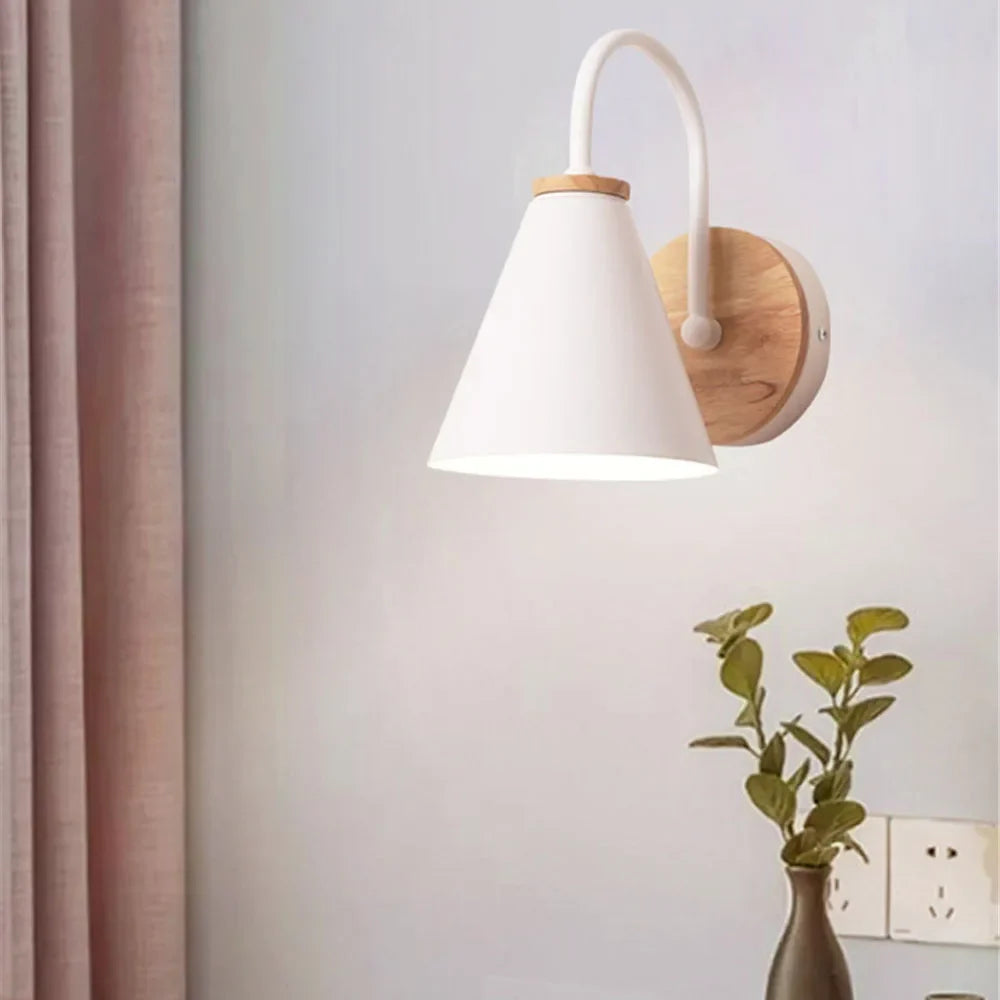 Afralia™ Nordic Iron Wood Wall Light Fixture LED Lamp for Indoor Home Decor