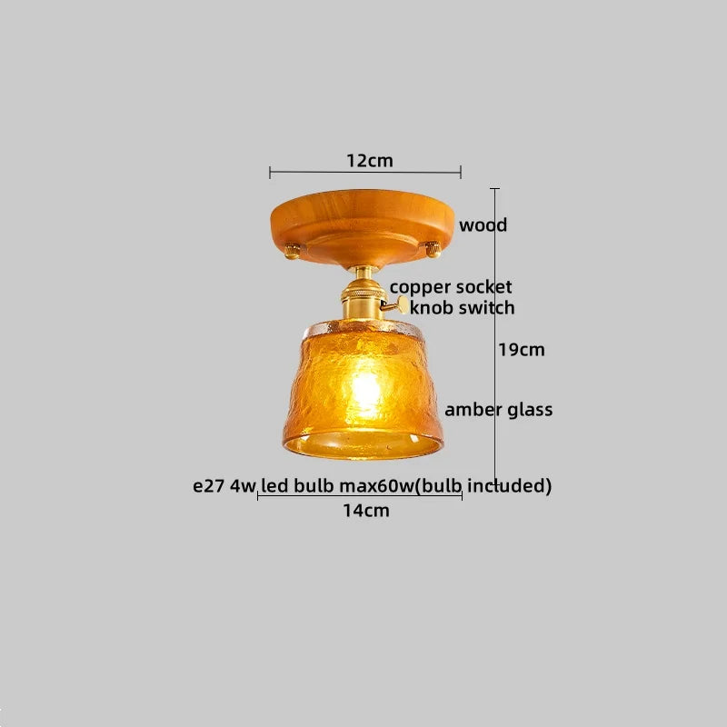 Afralia™ Wood Glass LED Ceiling Lights Modern Luminaria De Teto for Home Décor
