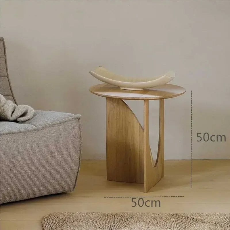 Afralia™ Circular Walnut Wood Coffee Table for Living Room with Solid Nordic Design