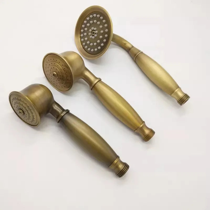 Afralia™ Antique Gold Handheld Shower Head with Holder and Plumbing Hose