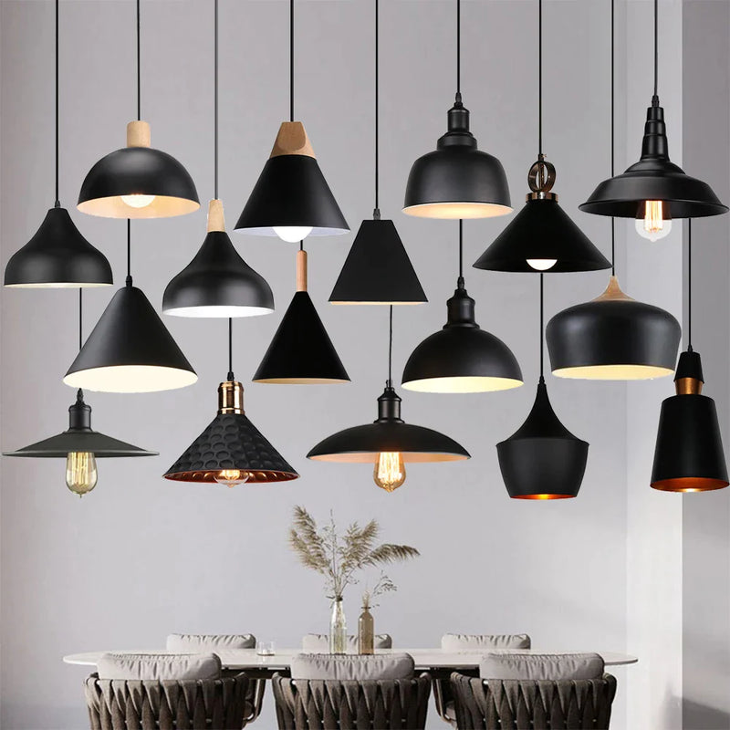 Afralia™ Black Aluminium Modern Pendant Light for Living Room Dining Table Decor