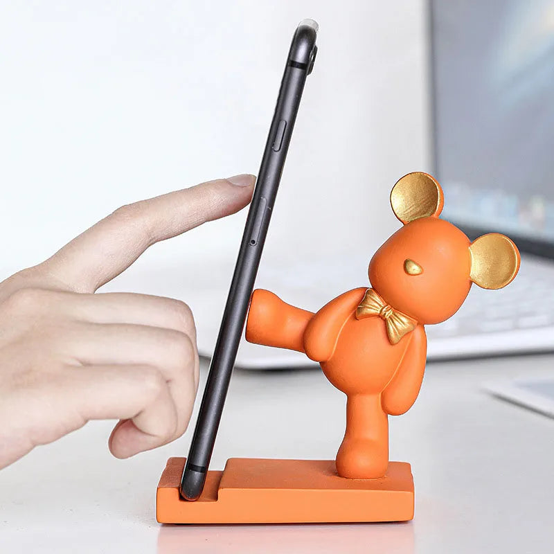 Afralia™ Violent Bear Resin Miniature Phone Stand Desk Decoration Gift