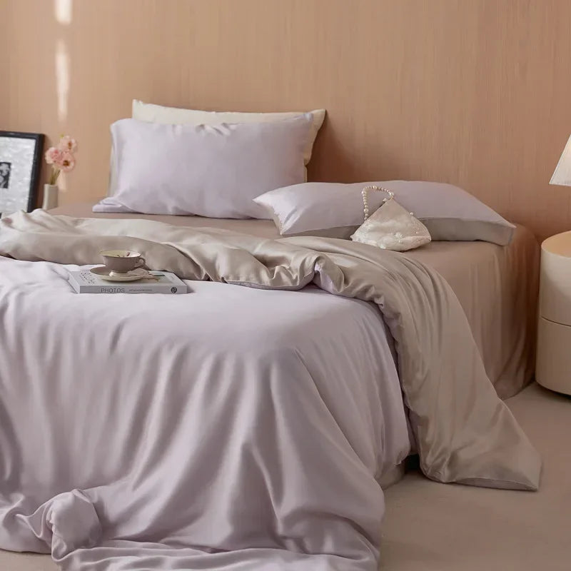 Afralia™ 60S Rayon Silk Bedding Set | Solid Color | Summer Cooling | Twin-King