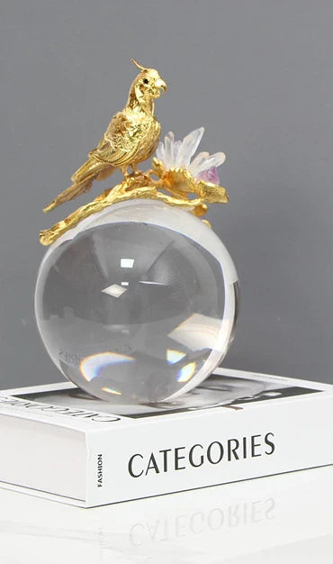 Afralia™ Golden Bird Brass Sculpture Modern Home Decor Artwork Statue